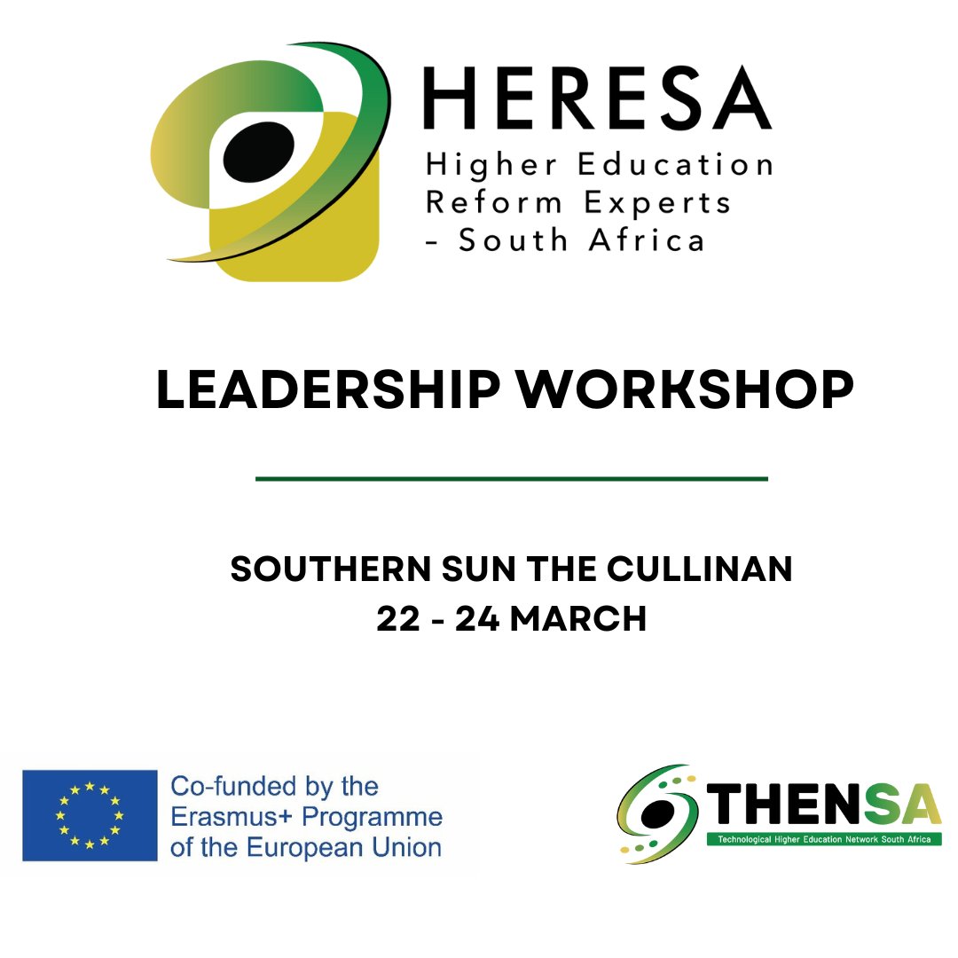 HERESAZA's tweet photo. #HERESA will be hosting two #workshops in Cape Town next week: The Leadership and Benchmarking Workshop
ππ½ The latter will be a culmination of our study visits, while the former will help our HEREs develop their own understanding of #leadership.
#reform #experts #leader https://t.co/9HIlPP702s