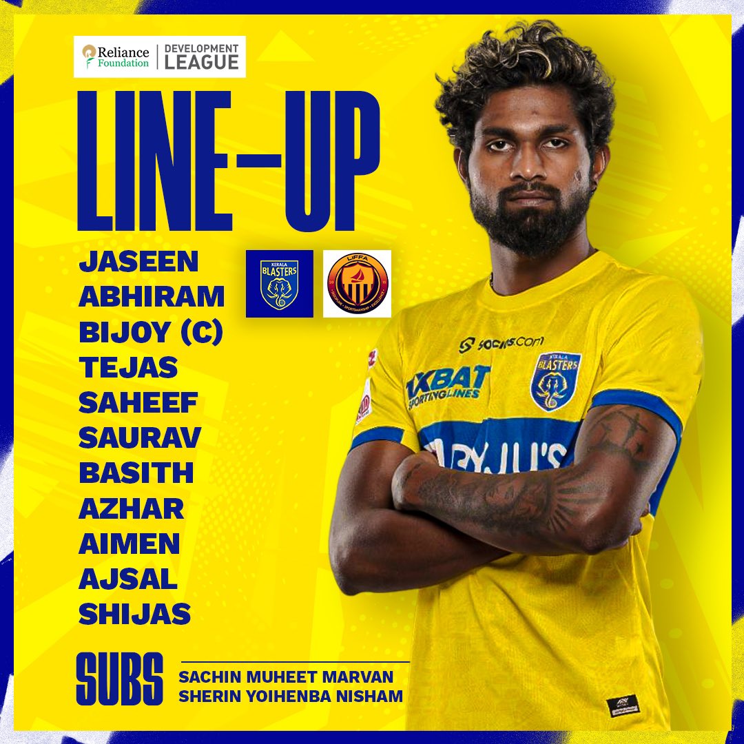 Our Starting XI ⤵️

@RFYouthSports #KBFCLIFFA #RelianceFoundationDevelopmentLeague #LetsPlay 
#ഒന്നായിപോരാടാം #KBFC #KeralaBlasters