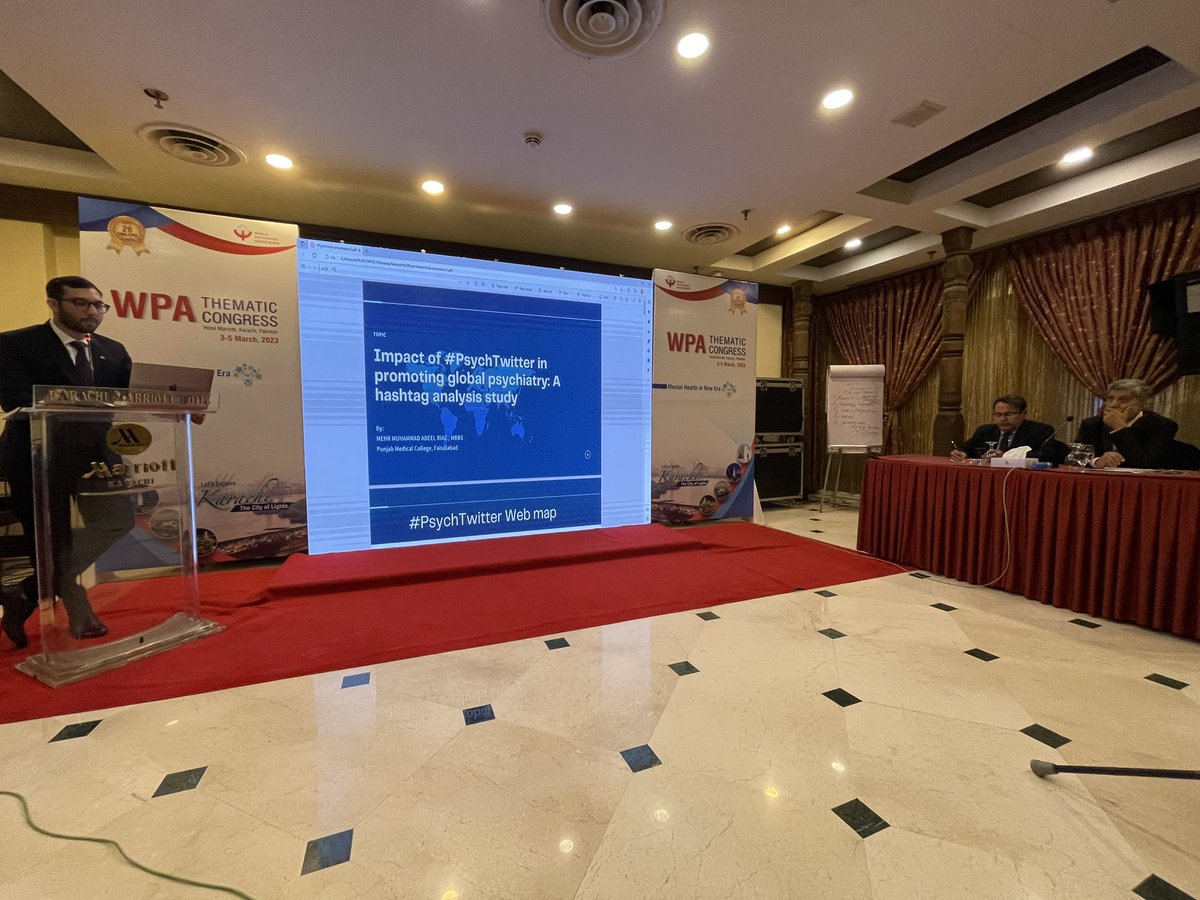 MehrAdeelRiaz's tweet photo. I am really humble that I was able to present our paper titled "Impact of #PsychTwitter in promoting global psychiatry: A hashtag analysis study" at @WPA_Psychiatry thematic Congress Karachi - ๐งต
@NawazFaisal_ai @_atanas_ @DrMeshalSultan @chriss20x @stethospeaks #psychtwitter https://t.co/ZCNIKFHCIj