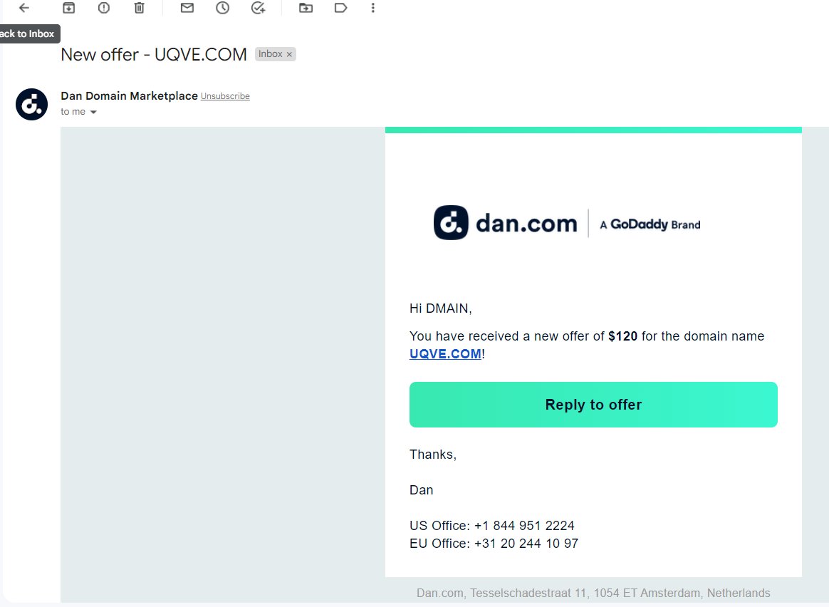 Dmainz1's tweet photo. Recently Got an offer for the domain - UQVE.VCOM Via @Undeveloped 

#Domains #domainsforsale #domain #domainsold #domainnameforsale #affordabledomains #TLD #comdomains #domainsales #domains https://t.co/i1fLM9Ihgu