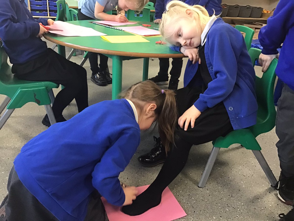 HilderthorpeSch's tweet photo. Red Class are having fun measuring - we’re drawing round our feet and cutting them out! Then we will use them to measure objects. #hildeyfs #hildmaths @mathsnoproblem #eyfsmaths https://t.co/ERyVkKxgMF