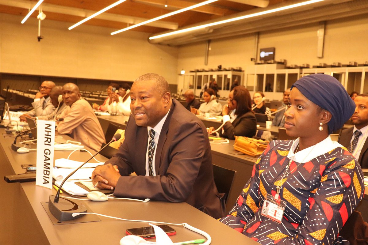NHRCGambia's tweet photo. @NHRCGambia led by Chairperson @JoofDaniel is in Geneva attending the Annual Global Network of #NHRIs @Ganhri1 starting with the session of the Network of African #NHRIs @NANHRI40 where we will review & adopt the 2022 activity report & 2023 action plan #PromotingHumanRights https://t.co/RhiF3dA7ME