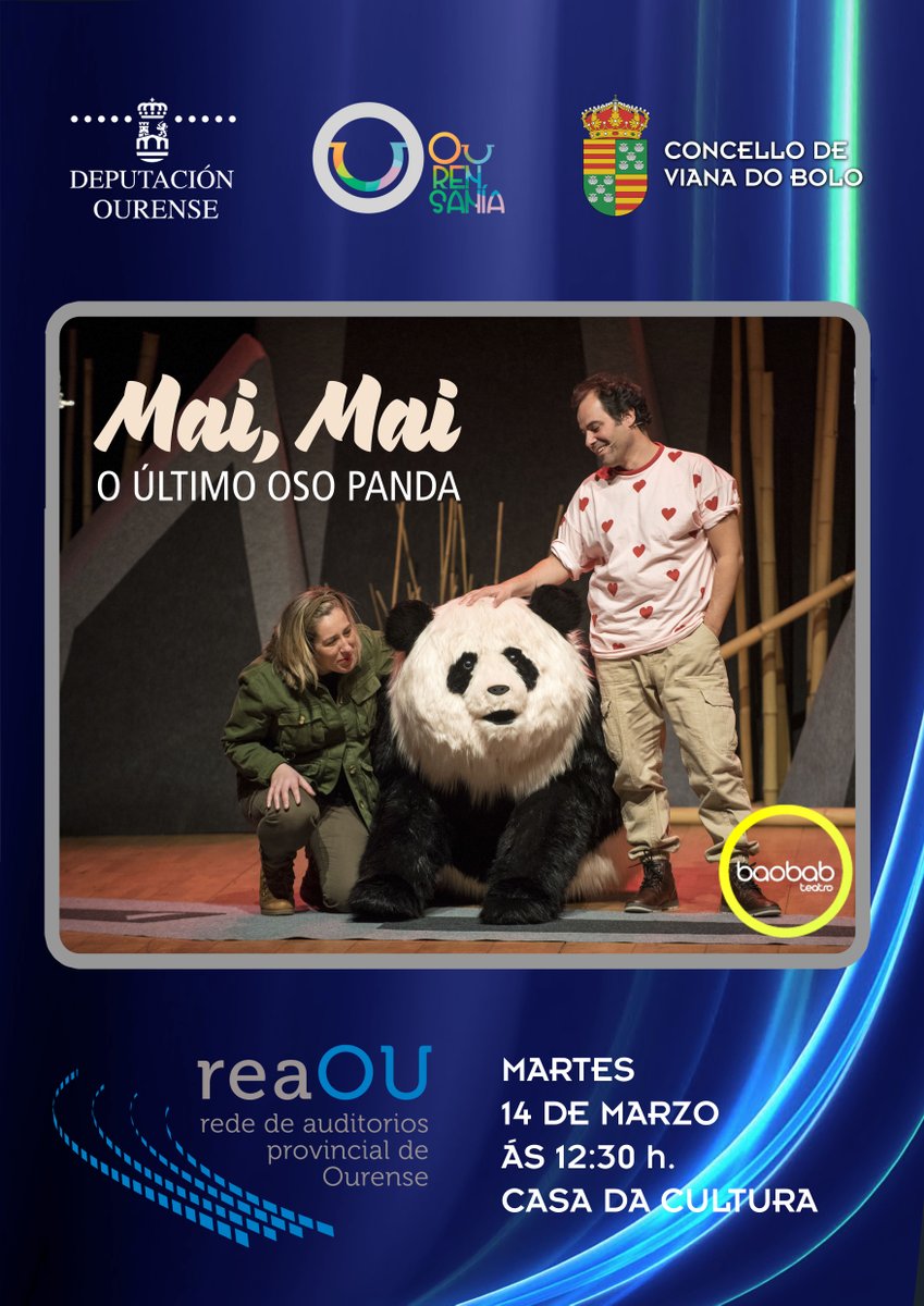 DeputacionOU's tweet photo. #ReaOU Mai, Mai o útimo oso panda 🐼

Concello de Viana do Bolo
14 de marzo
Ás 12:30 horas
Casa da Cultura https://t.co/fRKLbFQ97Q