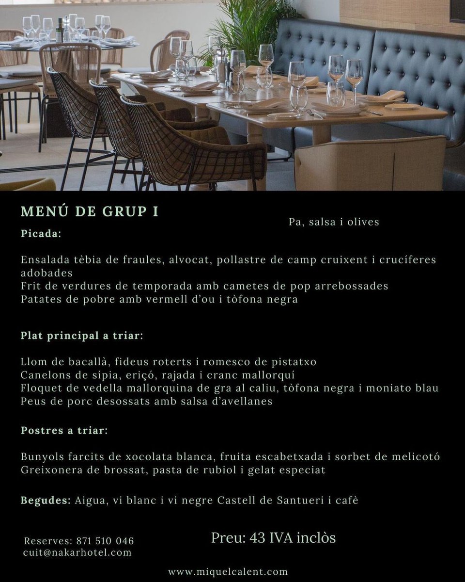 RestCUIT's tweet photo. Aquí teniu la nostra proposta per CUIT!!🥂🕺🫶 https://t.co/ckrzgKAlnu