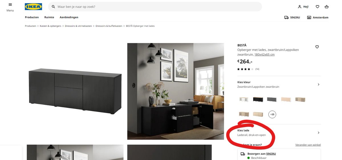 ThePikachuNL's tweet photo. @IKEANederland Een van jullie BESTÅ combinaties staat onlogisch op jullie site. Alle combinaties met greeploze lades hebben druk-en-open ladebeslag op eentje na. Toevallig ook degene die ik besteld had laatst. Nogal onhandig dat ik m'n lades niet open kan doen. Niet handig, toch? https://t.co/cg5nZePKkb