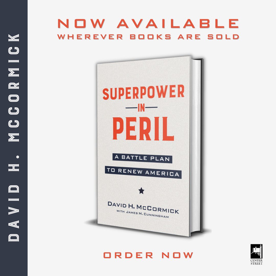 Today's the day! My new book Superpower in Peril is available now.

Visit davidmccormickbook.com to get your copy of my battle plan to renew America. I'm so excited for you to read it!