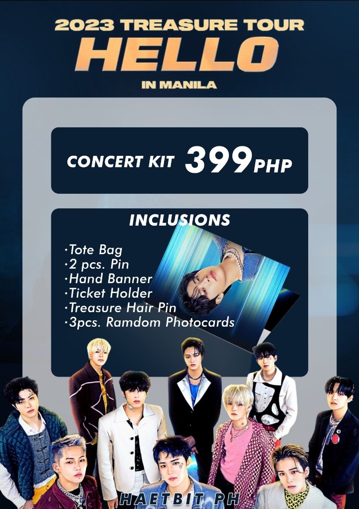HaetbitPH's tweet photo. 🌞 HELLO TOUR CONCERT KIT 🌞

☁️ 399php + SF
☁️ DOP: March 29, 2023
☁️ ETA: Before Show Day
☁️ MOD: Grab, Lalamove, Shopee Checkout (at your own risk), D-1 meet-up
☁️ with freebies ✨

Order form: https://t.co/3FzPFFUpNz

#TREASURE #TREASUREHELLOTOUR #HELLO_TOUR_IN_MANILA https://t.co/p32WkCWmQd