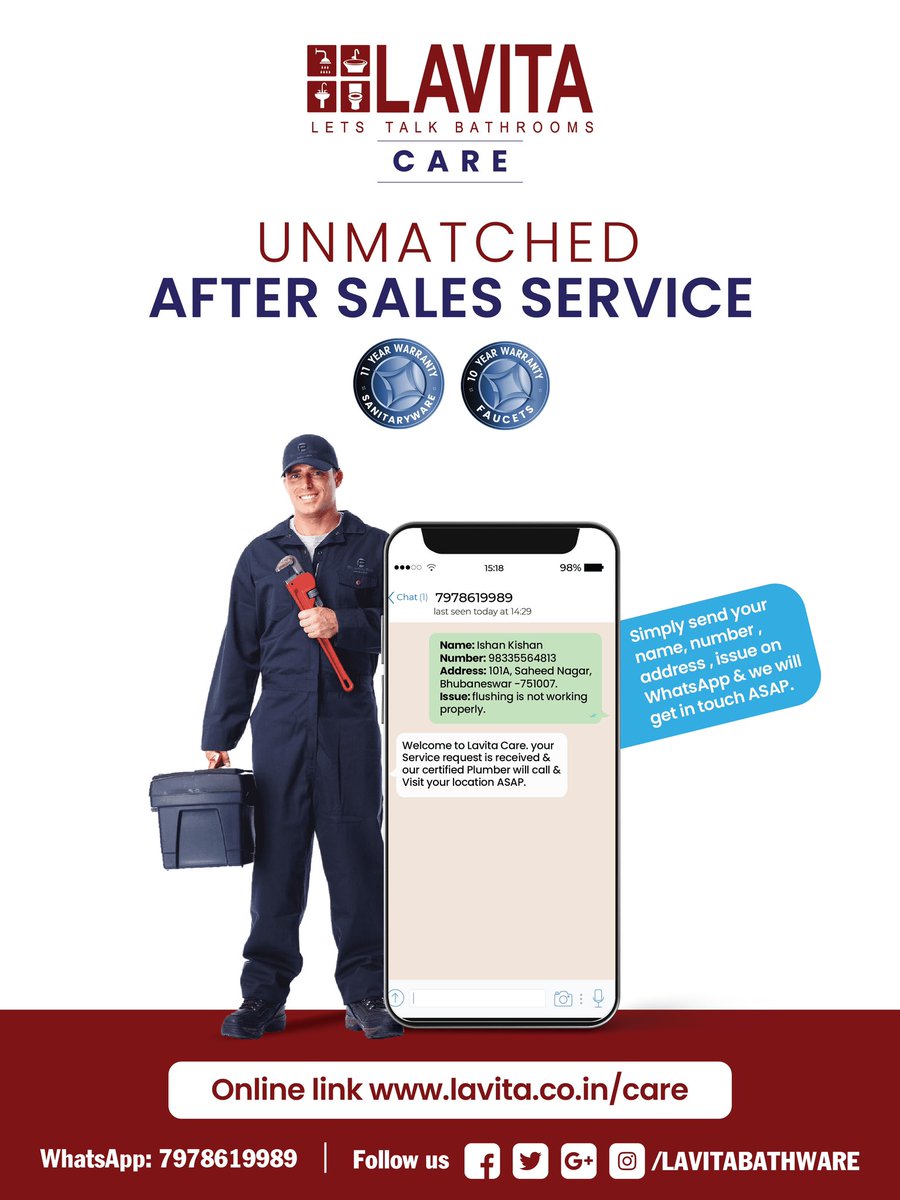 LAVITABATHWARE's tweet photo. #lavita #care #aftersaleservice https://t.co/hFtkuty08j
