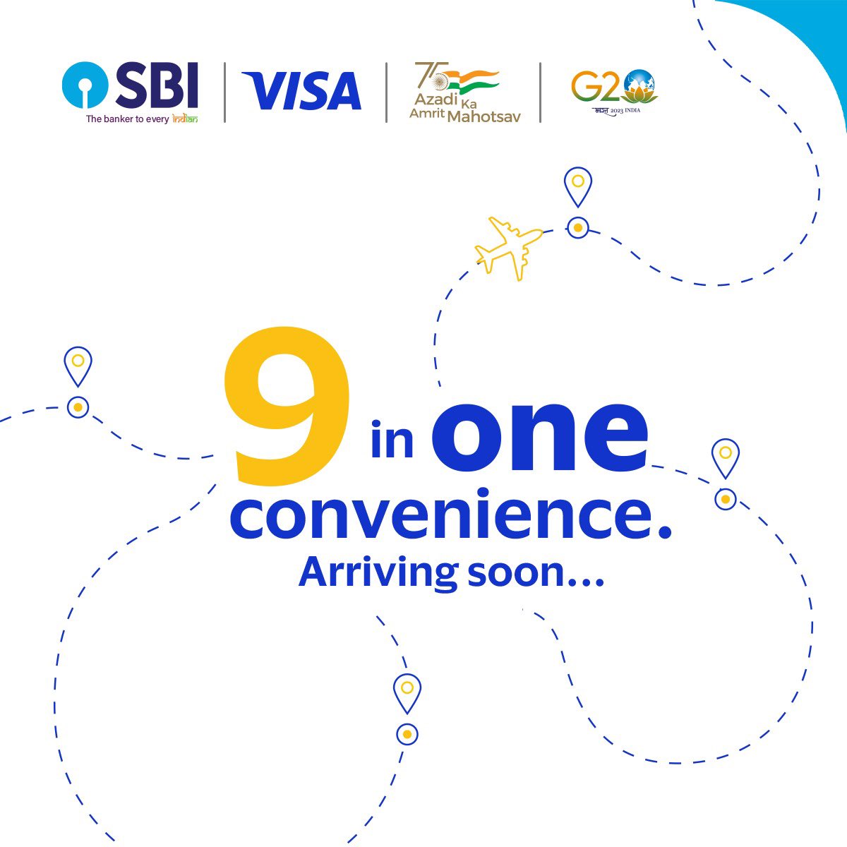 Travel on your mind? 
Coming soon 9 in one convenience to simplify your travels with SBI and Visa.
Watch this space for more.

#SBI #AmritMahotsav #Visa #Travel #ForeignTravel