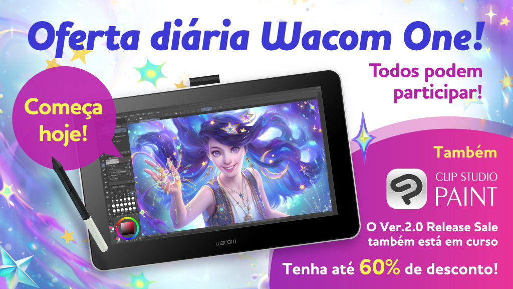 A cada dia uma pessoa ganhará um Wacom One! Para participar, basta seguir e retweetar este post. Uma promoção comemorando a versão Ver.2.0 do CSP também está em curso! Só até 20 de março às 5:00 (BRT). Veja mais em: clipstudio.net/promotion/give…