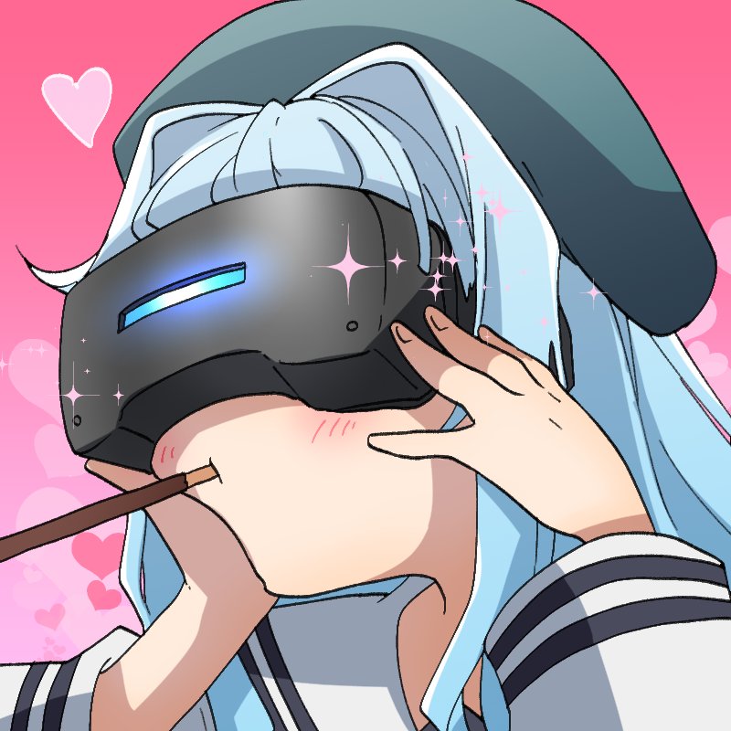 「新作エロゲ発売の季節ということで(?)VRゴーグルで推しとポッキーゲームをする熊」|GiZAIYA🔞新作発売のイラスト