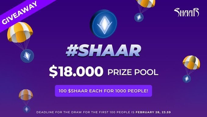 📢 Token distribution to the winners has been completed! 🎉KYC checks were made, and the prizes were transferred to winners. 💰Each winner received 100 $SHAAR tokens. These tokens will be evaluated from the Public category, and the vesting period will be based on this category.