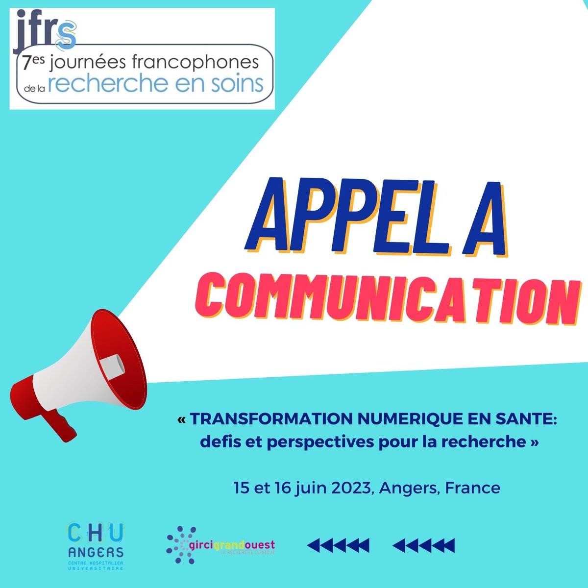 Prolongation de l'appel à communication JFRS! Ne manquez pas votre chance vous avez jusqu'au 24 mars pour déposer un résumé de votre communication  jfrs2023.sciencesconf.org