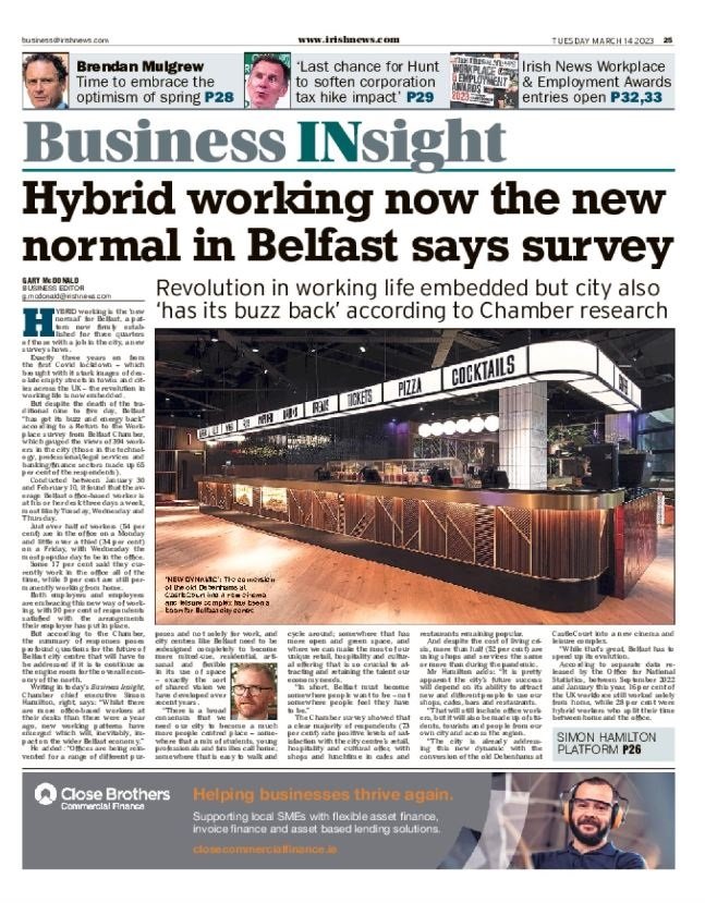 irishnewsbiz's tweet image. #Frontpage of today&apos;s 24 page Business Insight: Including 10 pages of #WIBA2023 coverage, plus the launch of #WEA2023 and coverage from #WLC2023. And of course, all the latest business news, analysis and features

Read: irishnews.com/business
Subscribe: irishnews.com/joinus