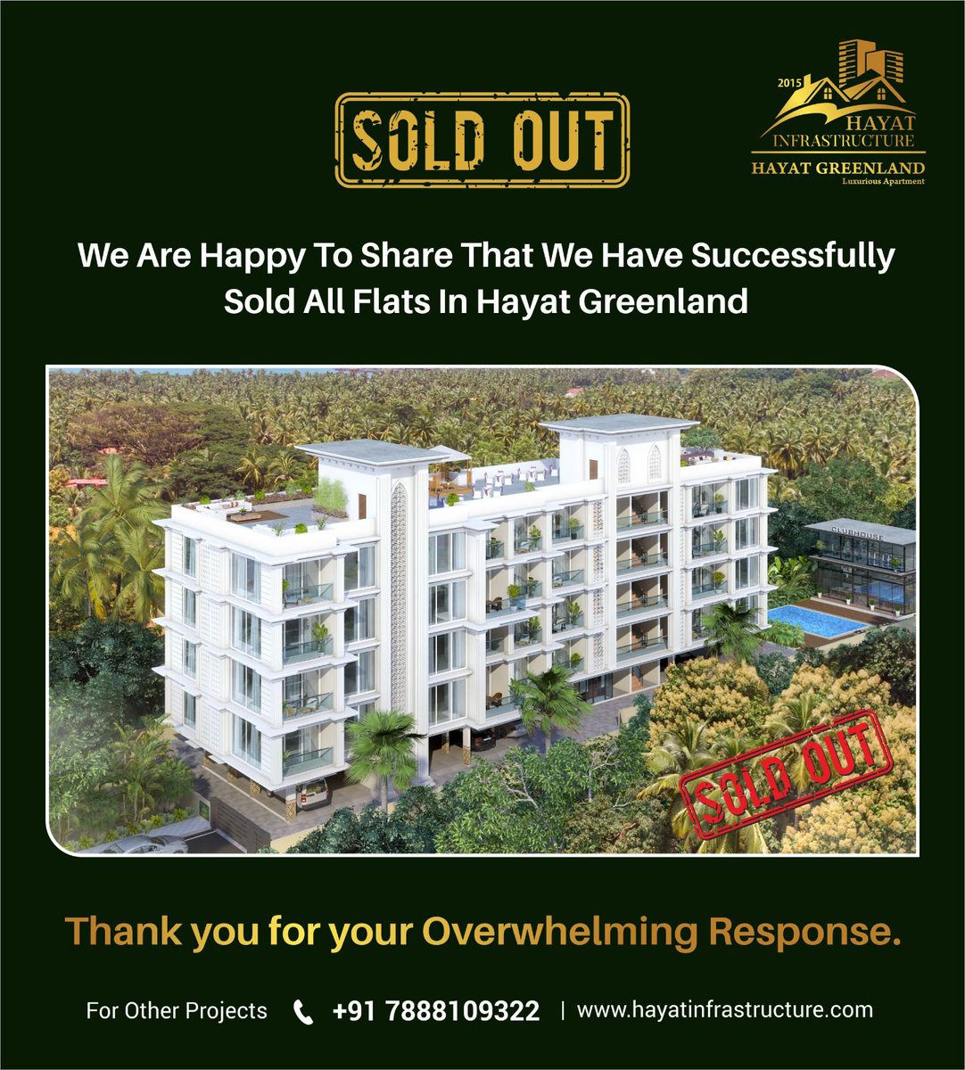 HayatInfrastru3's tweet photo. You are our most important asset.
We grow when we choose to move in.

HAYAT INFRASTRUCTURE HAVE SUCCESSFULLY SOLD ALL FLATS IN HAYAT GREENLAND...........

#realestate #hayatinfrastructure #Greenland https://t.co/BBnj205Mqy