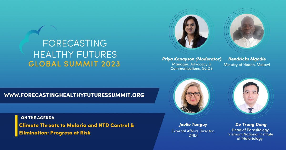 #Malaria and #NTDs are especially sensitive to #ClimateChange.

Experts from <a href="/GLIDE_AE/">Global Institute for Disease Elimination</a>, <a href="/DNDi/">Drugs for Neglected Diseases initiative</a>, 🇲🇼 <a href="/health_malawi/">Ministry of Health, Malawi</a> &amp; 🇻🇳 Vietnam National Institute of Malariology join us for "Climate Threats to Neglected Tropical Disease Control &amp; Elimination Programs: Progress at Risk" #FHFSummit