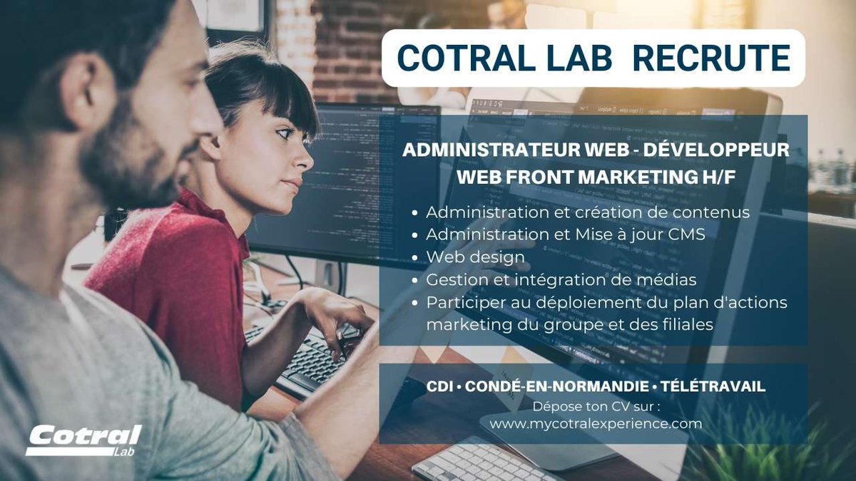#HIRING • Afin de poursuivre notre croissance, nous recrutons un/une : Administrateur #Web - Développeur Web Front Marketing H/F
📍 Poste basé à Condé-en-Normandie (14)
🛫 Intégration souhaitée : ASAP

📩 Pour postuler : lnkd.in/eSCZdWrX