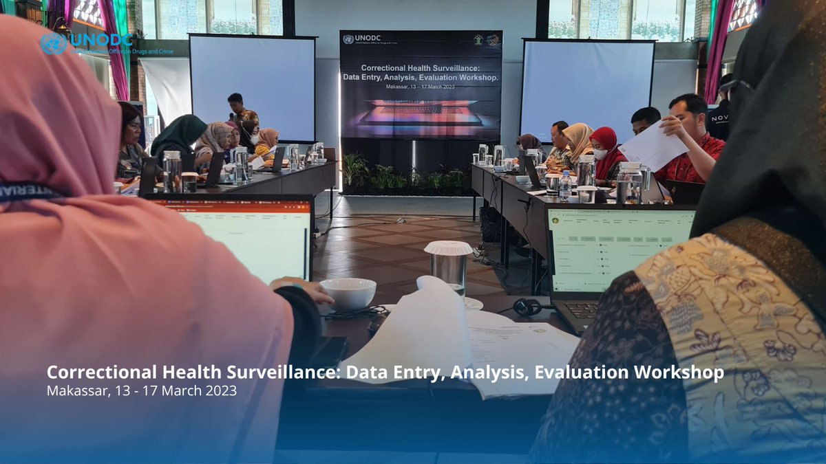 UNODC_Indonesia's tweet image. (2/2) A data entry, data analysis and evaluation workshop, as part of the activities, has just been conducted to implement this priority disease surveillance in a close setting. The workshop is held on 13-17 March 2023 in Makassar.