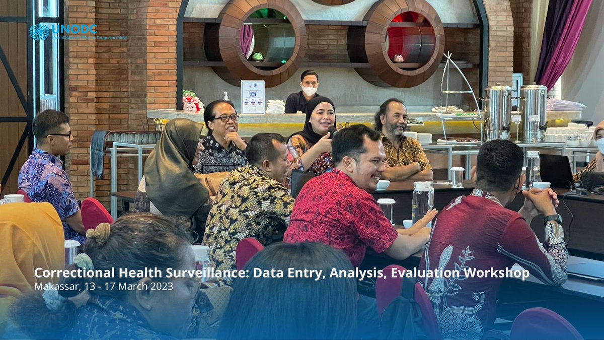 UNODC_Indonesia's tweet image. (2/2) A data entry, data analysis and evaluation workshop, as part of the activities, has just been conducted to implement this priority disease surveillance in a close setting. The workshop is held on 13-17 March 2023 in Makassar.