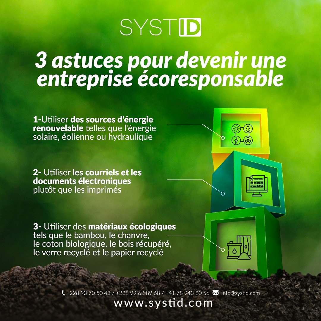 SystidSarl's tweet photo. Boostez votre entreprise tout en préservant la planète : découvrez nos astuces écologiques pour réduire votre empreinte carbone !
#SYSTID #Digital #Numérique #EntrepriseResponsable #Environnement #StopPollution #EcoConseils https://t.co/LAUw7mHM1R