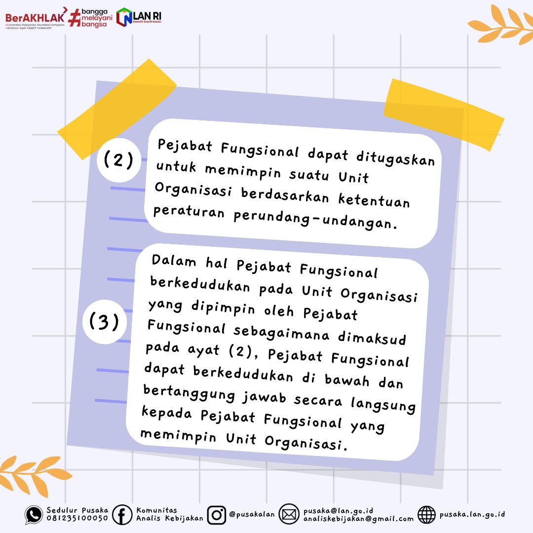 Hi, Sobat AK di seluruh Nusantara. 🙂
secara teratur Pusaka, melalui Seri Literasi Analis Kebijakan akan membagikan info-info terkini terkait regulasi. 
Kali ini kita akan mencermati kedudukan serta tanggung jawab pemangku JF sesuai PerMenpan RB No.1 Tahun 2023.
Yuk, disimak 🙂🙏