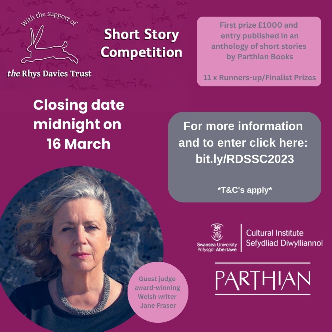 Culture_SwanUni's tweet image. 📢Oyez, oyez Rhys Davies Short Story Competition closes this Thursday at midnight! bit.ly/rdssc2023

In 2022 Laura Morris entered and won with her story ‘Cree’ described as “bristling with an irresistible melancholia and brimming with a bold confidence.” That could be you!