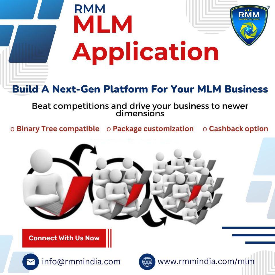 RMMTechnologie3's tweet photo. Build A Next-Gen Platform for Your MLM Business
Beat competitions and drive your business to newer dimensions.
o Binary Tree compatible
o Package customization
o Cashback option
Our website: https://t.co/cl3wNAudpn
Contact Us @ info@rmmindia.com
#RMMTechnologies #MLMApp https://t.co/ubZpUGjwBm