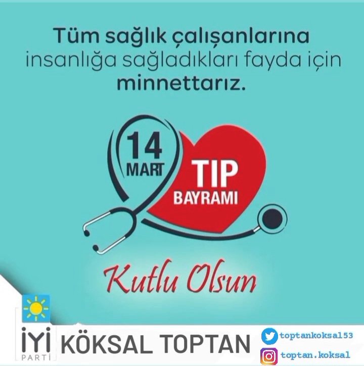 Depremde hayatını kaybeden 102 Doktorumuzu Rahmet ile anmakla beraber, tüm sağlık personellerimizin 14 Mart Tıp Bayramı münasebeti ile şükranlarımı ve sevgilerimi sunuyorum.

"Beni, Türk hekimlerine emanet edin"
Gazi Mustafa Kemal Atatürk #14marttıpbayramı #Ataturk