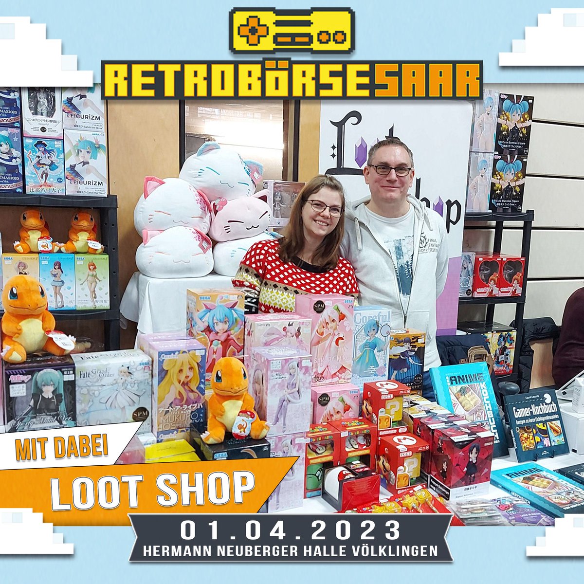 Am 01.04.2023 bin ich wieder im Saarland mit einem eigenen Stand vertreten! <a href="/NextHeroesEvent/">Next Heroes</a> läd wieder zur Retrobörse Saar und das zum 10. mal. 
Zur Tombola gibt es auch Merch aus dem Loot Shop zu gewinnen!

#convention #Retrobörse #retrosaar #retro #nextheroes #Loot #lootshop