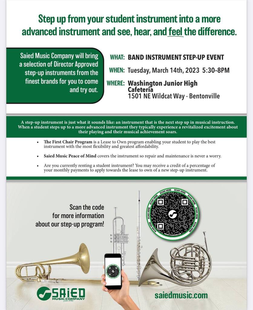 TONIGHT!! Come check out the opportunity to upgrade your young musician’s instrument to an intermediate or professional level model at an affordable rate! Upgraded instruments are crafted with stronger materials that makes the instrument easier to play a… instagr.am/p/CpxD2vxOO-L/
