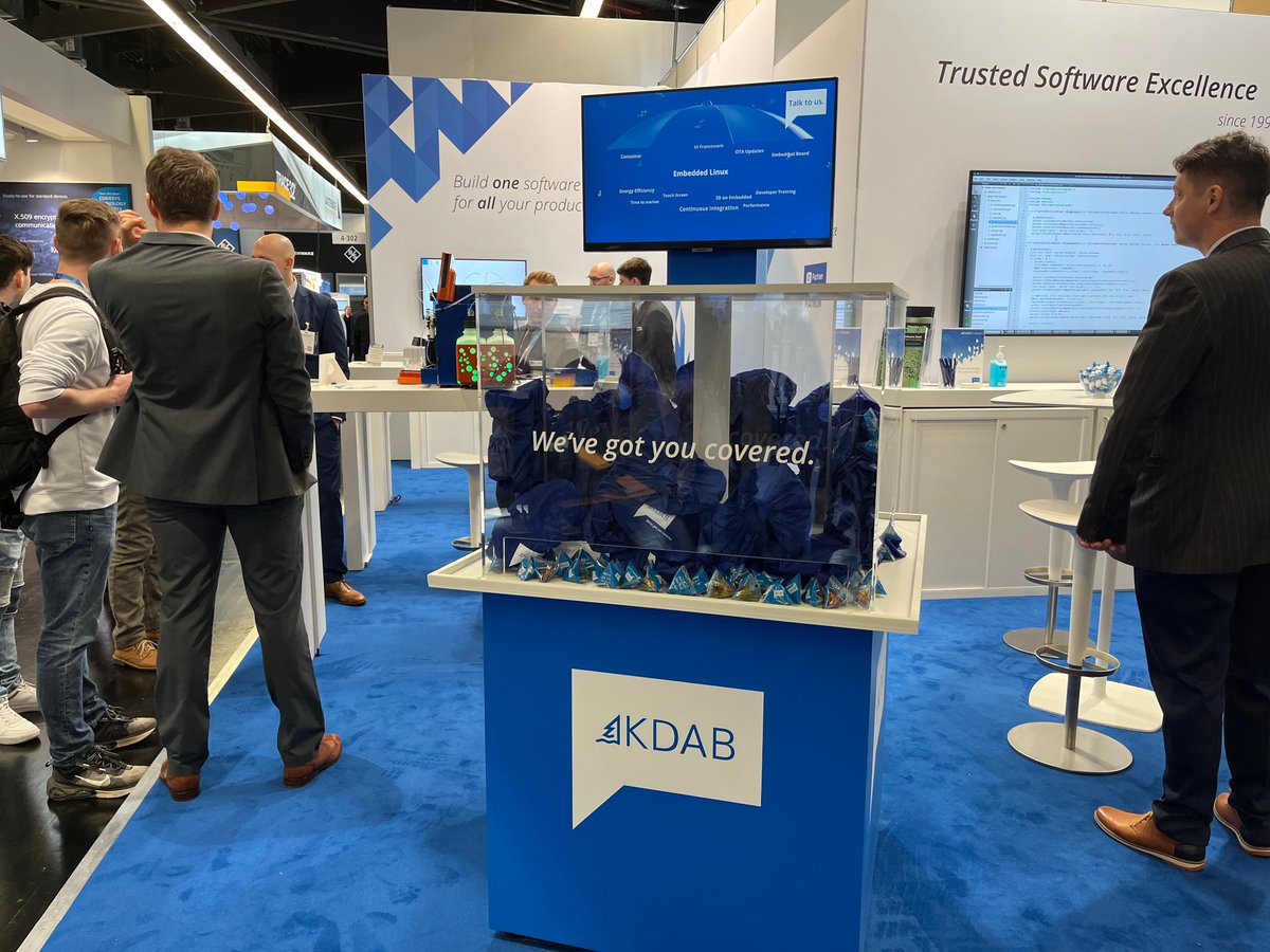 KDABQt's tweet image. The booth is set up and the team is enjoying the very first day of @embedded_world. We are really looking forward to showing this year&apos;s awesome demos! #qtdev #embeddedlinux #rustlang #slint #flutterdev #ew23

Come by our booth 4-302 and talk to us!👋