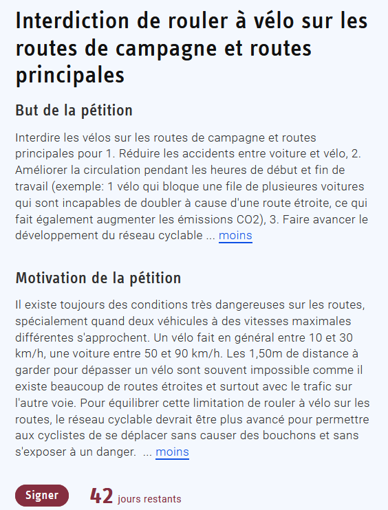 Seriously? All Transportmettel huet seng Platz op der Strooss, och de Vélo.