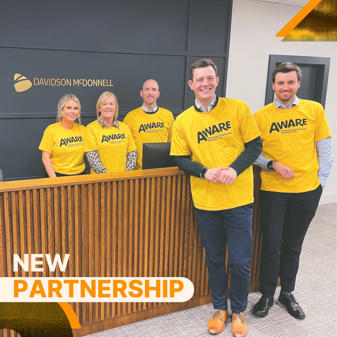We’re proud to announce our partnership with <a href="/DMcDSols/">Davidson McDonnell</a>!

Together, we will work to increase awareness about mental health and raise funds to support individuals affected by mental illness in Northern Ireland 💛

Find out more about the partnership here:  bit.ly/41T12lA
