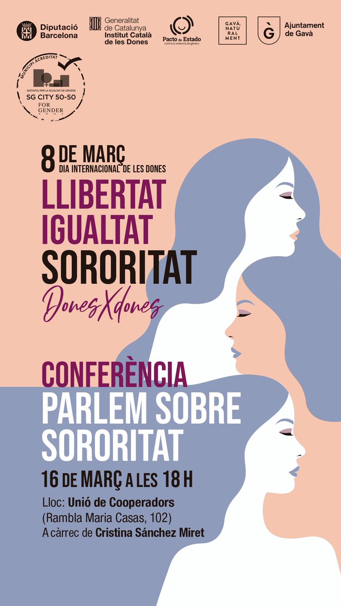 SiadGava's tweet photo. Conferència de Cristina Sánchez Miret, “Parlem de sororitat” a la @UnioCooperadors
 #sororitat #8M #siadgavà #donesxdones https://t.co/oTILuQfPXc