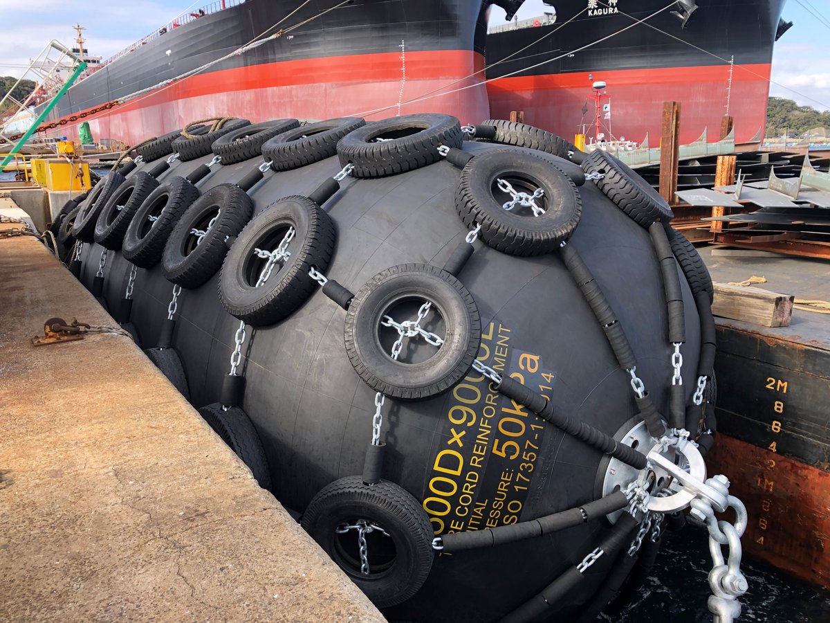 TrelleborgGroup's tweet photo. The Trelleborg team in Japan, led by Sho Furutsuki, John Chen, and Akane Niioka, has delivered yet another engineered solution for a new application at Oshima Shipbuilding in Nagasaki, Japan. #MarineFenders #MarineIndustry #FenderSystems #PeumaticFenders https://t.co/zUrLB5ijRW
