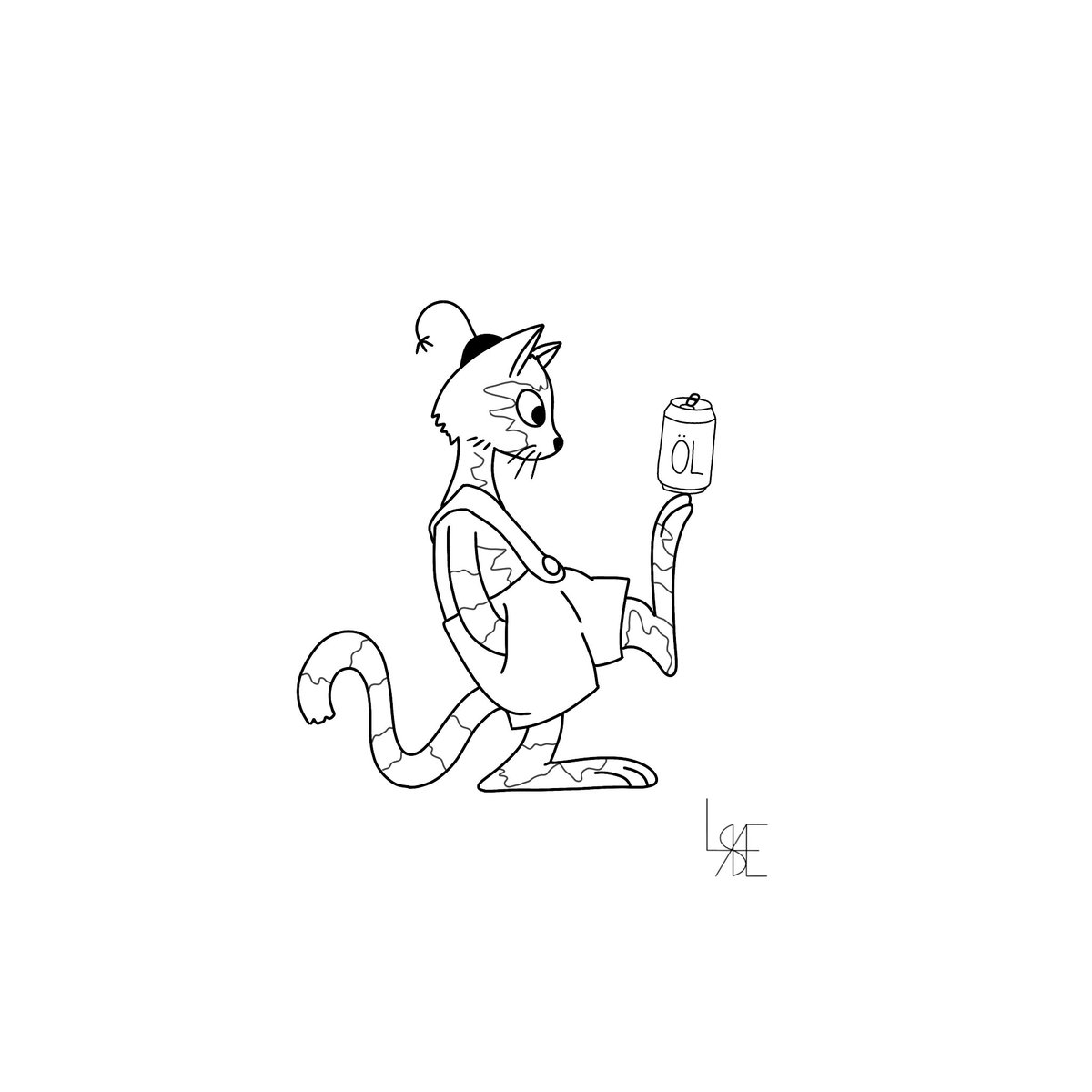 lisaxamanda's tweet image. Ritade en liten Findus med en ölburk 🍻 ✨ men var inte oroliga, det är katt-öl!!! Prints/posters finns