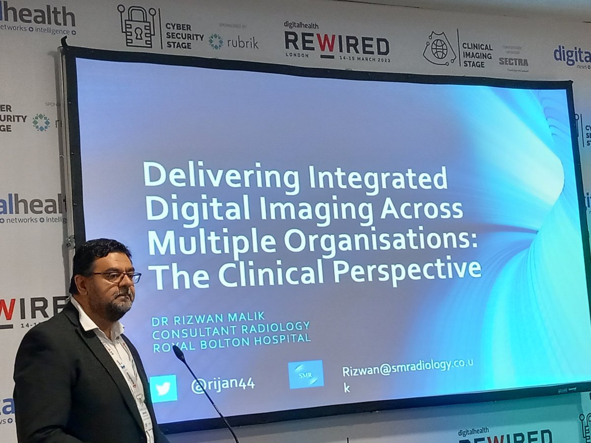 JohnLMcCann's tweet photo. A familiar face, Dr Rizwan Malik delivering a keynote on integrated imaging at Digital Health Rewired #Rewired23 @BridgeHeadHDM https://t.co/MZJPRfc17V