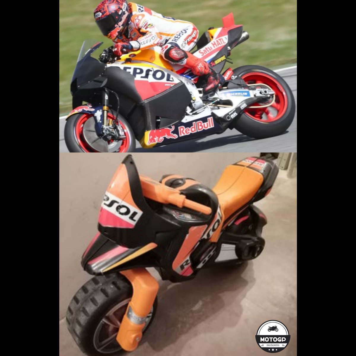 elsantoAMA's tweet photo. La #MotoGP de Marc Márquez ⚠️
La que él necesita #Meme #MM93
#PortimaoTest Parecido razonable
¿Desarrollo acertado?.. ¿Es Marc Márquez desarrollador o Animal de carreras?.. 🤔 #Honda #HRC #Japan
#Repsol #LCR #Hondaハート #GP
#marcmarquezallin #motorsports https://t.co/LZd6kpoBFK