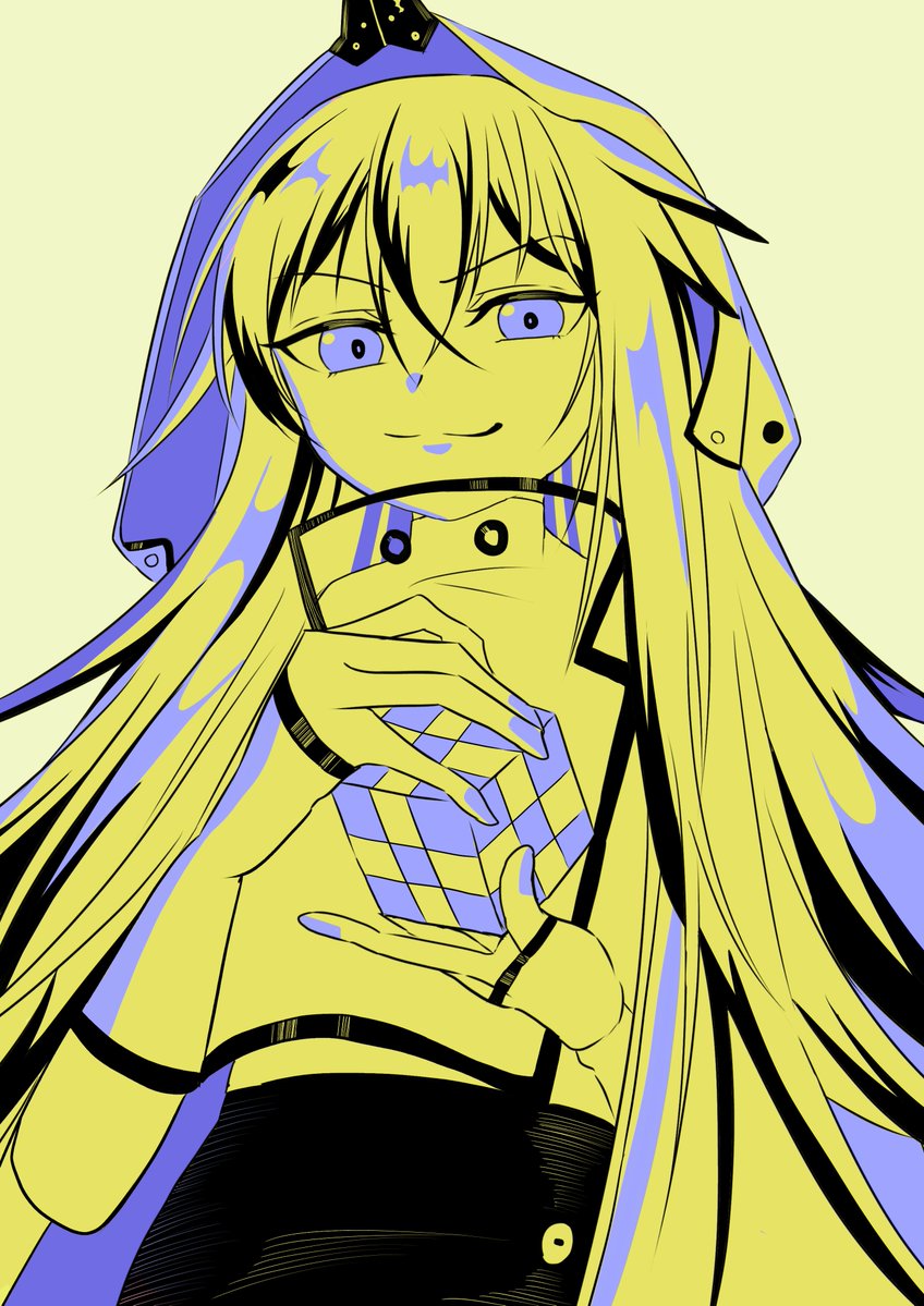 solo smile long hair yellow background looking at viewer hood up hood  illustration images