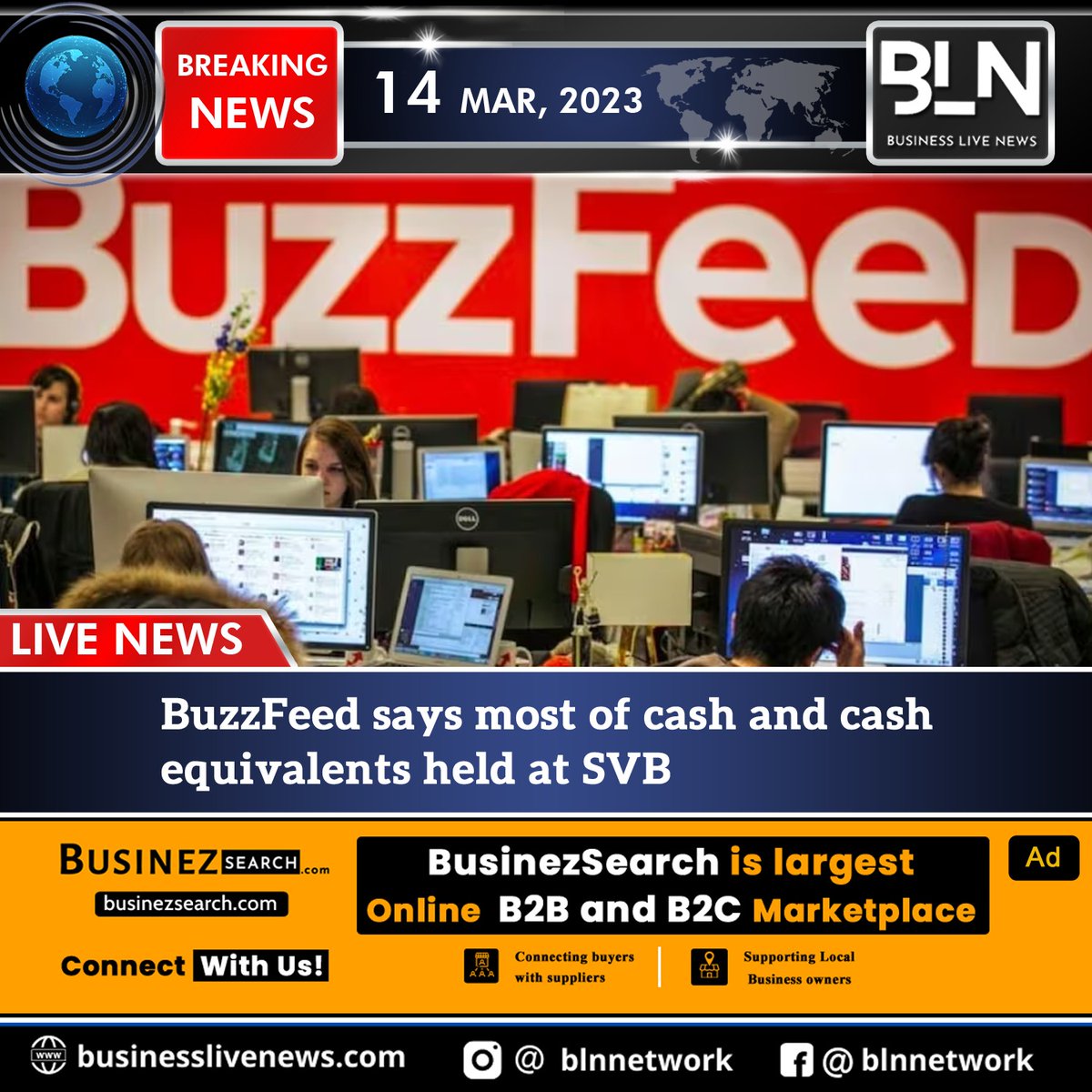 blnnetwork1's tweet photo. Shares in BuzzFeed were down 8.6% at $1.17 in extended trading on Monday.
Readmore : https://t.co/9tSNlG5P3k
#bln #news #blnnetwork #businesslivenews #Shares #BuzzFeed #trading #digitalmedia
#SiliconValleyBank #largestbank #system #equivalents #globalfinancial https://t.co/G5DB5yA7rA