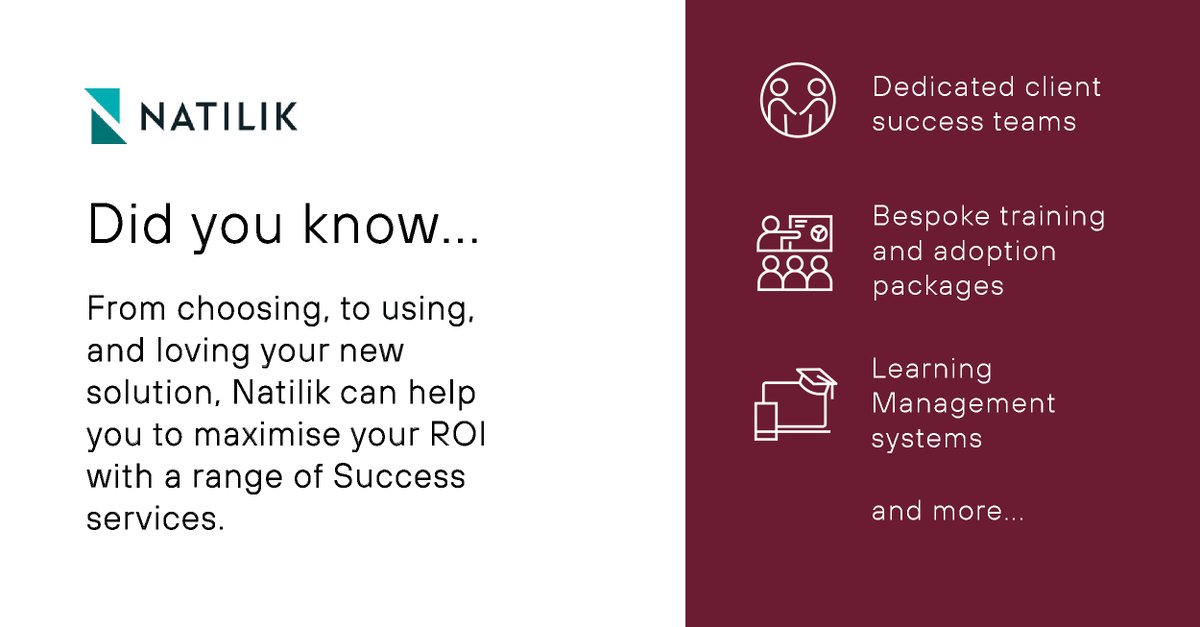 Did you know... Natilik can help you to maximise your ROI and exceed your KPIs with a range of Success services ⭐! Discover the steps you can take to ensure your solution investments are a long-term success >>> 
natilik.com/services/succe…

#changemanagement #adoptionservices