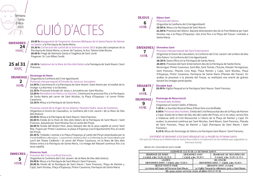 AlcoiFestes's tweet photo. Programació Setmana Santa 
-----------------------------------------
Programación Semana Santa 
#ALCOI #ALCOIfestesperatots #ALCOIculturaperatots @Alcoy turismo https://t.co/RGxA1IdMrn