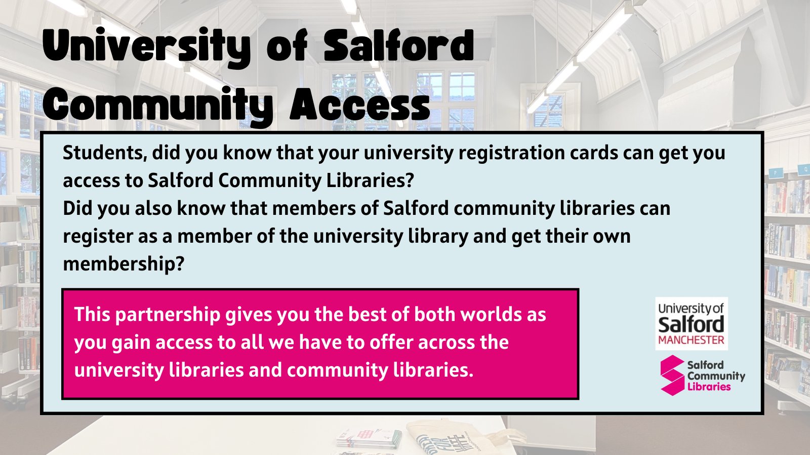 Salford Community Libraries on Twitter "The University of Salford