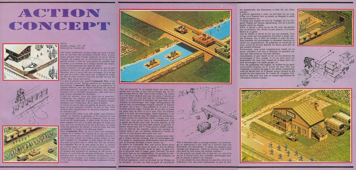 Gamrok's tweet photo. Who remembers Action Concept by #TitusSoftware? (1990)
This game engine was supposed to create the most ambitious tactical games ever. Each unit had its own behavior and could interact with its environment differently.
The first game was to be Commando Wars
π§΅ 1/
#RetroGaming https://t.co/f2YfsGqyEr
