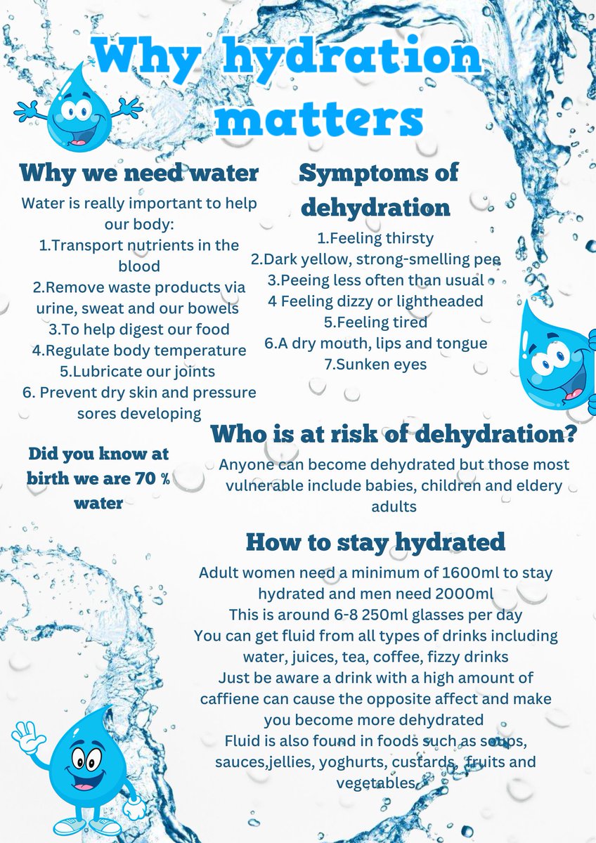 #NHWeek is all about raising awareness surrounding malnutrition and dehydration. With that in mind I’ve made a handy poster about why hydration is so important. #BCHCCharity