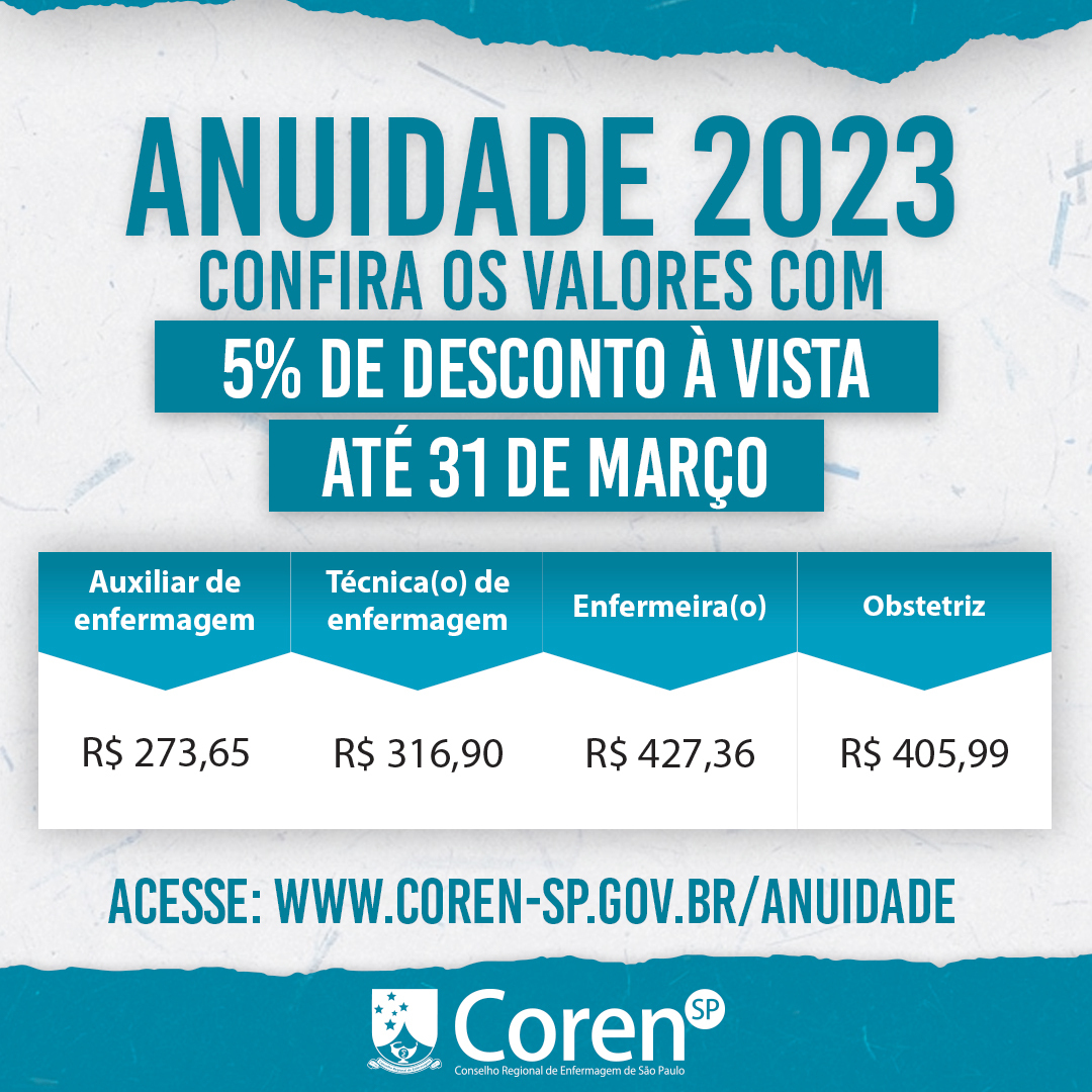 corensaopaulo's tweet photo. Ainda dá tempo de manter sua situação regularizada com o Coren-SP de forma vantajosa, aproveitando desconto de 5% para pagamento à vista até o dia 31 de março.

Obtenha seu boleto: https://t.co/JyvpbGUaMw

#corensp #anuidade #desconto #enfermagem #saude https://t.co/vSpJWvrIYS