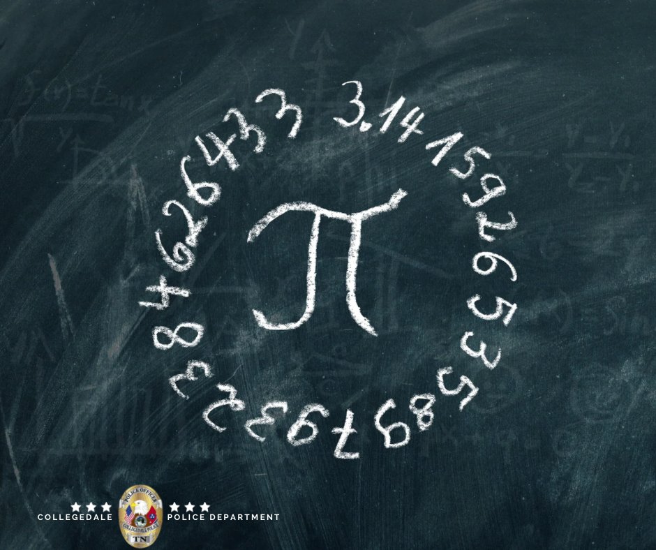 CollegedalePD's tweet image. Pi is the mathematical ratio used to represent a constant.  The Collegedale Police Department‘s commitment to service before self is another reliable constant for each of you and this great city. Enjoy #PiDay!
#ThreePointOneFour
#ServiceBeforeSelf
#CollegedaleUnited