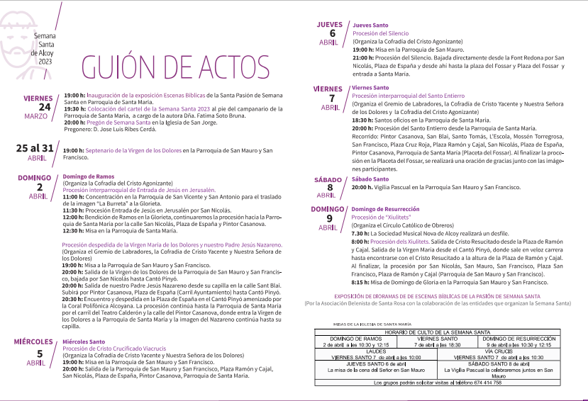 AlcoiFestes's tweet photo. Programació Setmana Santa 
-----------------------------------------
Programación Semana Santa 
#ALCOI #ALCOIfestesperatots #ALCOIculturaperatots @Alcoy turismo https://t.co/0fG4Cz3GPU