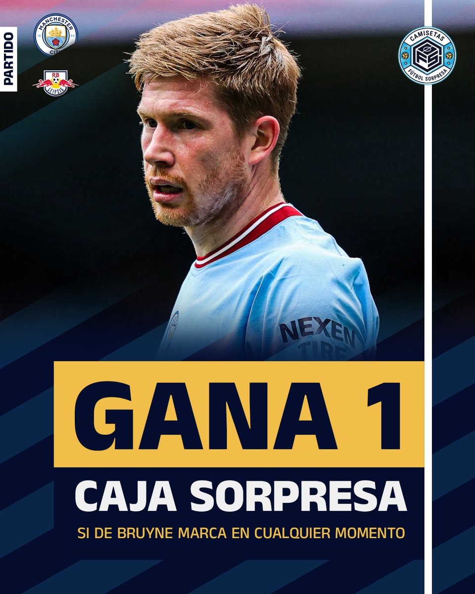 Si Kevin De Bruyne 🇧🇪 marca en cualquier momento ante el RB Leipzig sortearemos una caja sorpresa de camisetasfutbolsorpresa.com 🎁

¿Cómo participar? 👇

🤝 Síguenos
🔁 Retweet este tweet
❤️ Like el tweet

Seleccionaremos el ganador en el día de mañana 📅

¡Buena suerte! ☘️