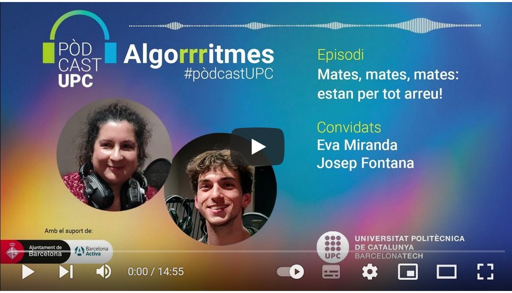 FME_UPC's tweet photo. 🔝 Celebrem el Dia Pi #idm314cat amb “Mates, mates, mates: estan per tot arreu!", el nou pòdcast de la sèrie ‘Algorrritmes UPC’ amb la investigadora @evamirandag i l’estudiant Josep Fontana 👏👏
 👉 https://t.co/iNDrvUaYzz @la_UPC @jordiguardiarub @deleFME @BibliotecaFME @MAT_UPC https://t.co/E4xEiRS2A9